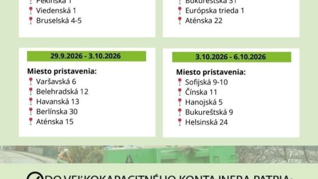 V sobotu pristaví Kosit na košickom Sídlisku Ťahanovce veľkokapacitný kontajner na sezónne upratovanie