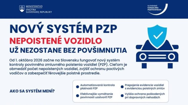 Od 1. októbra 2026 spustí Slovensko nový systém kontroly povinného zmluvného poistenia vozidiel.