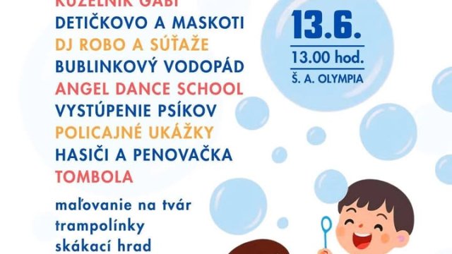 Už 13. júna o 13:00 ožije košické sídlisko Ťahanovce Dňom detí v areáli Olympia.